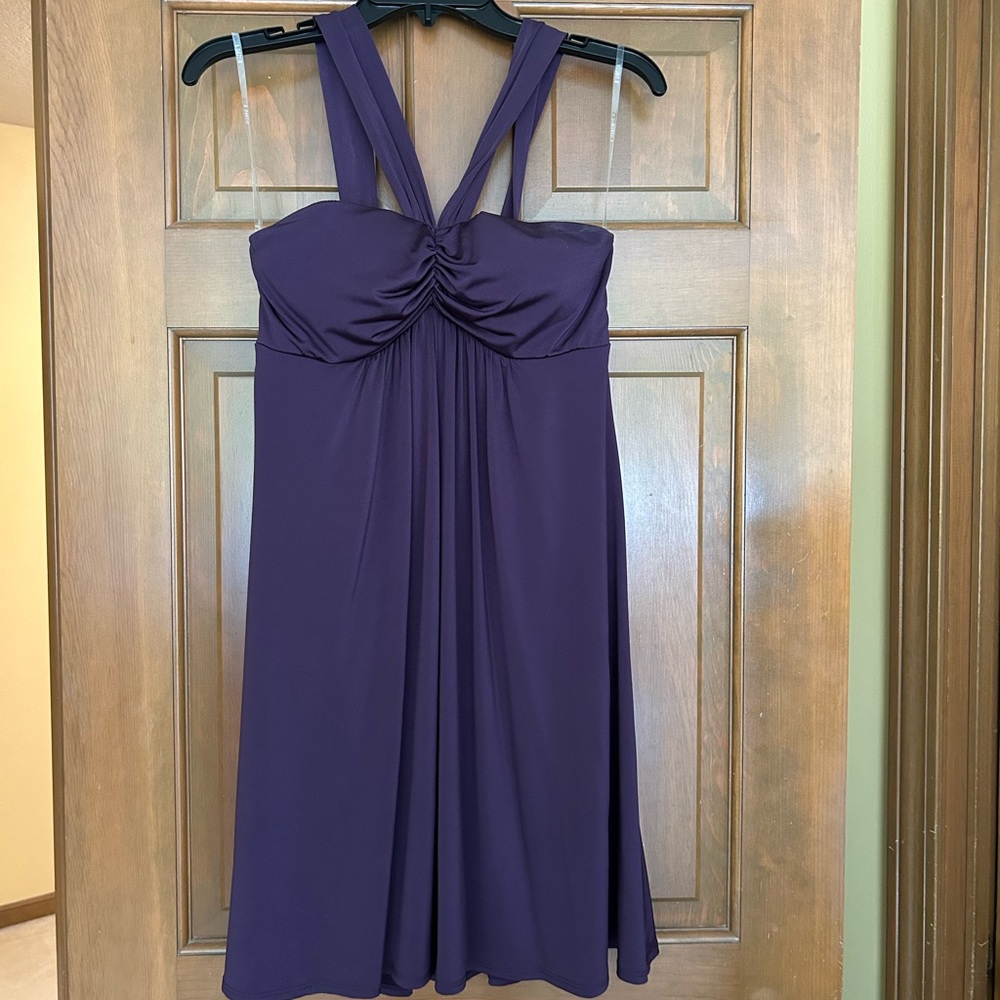 Purple satin cocktail dress